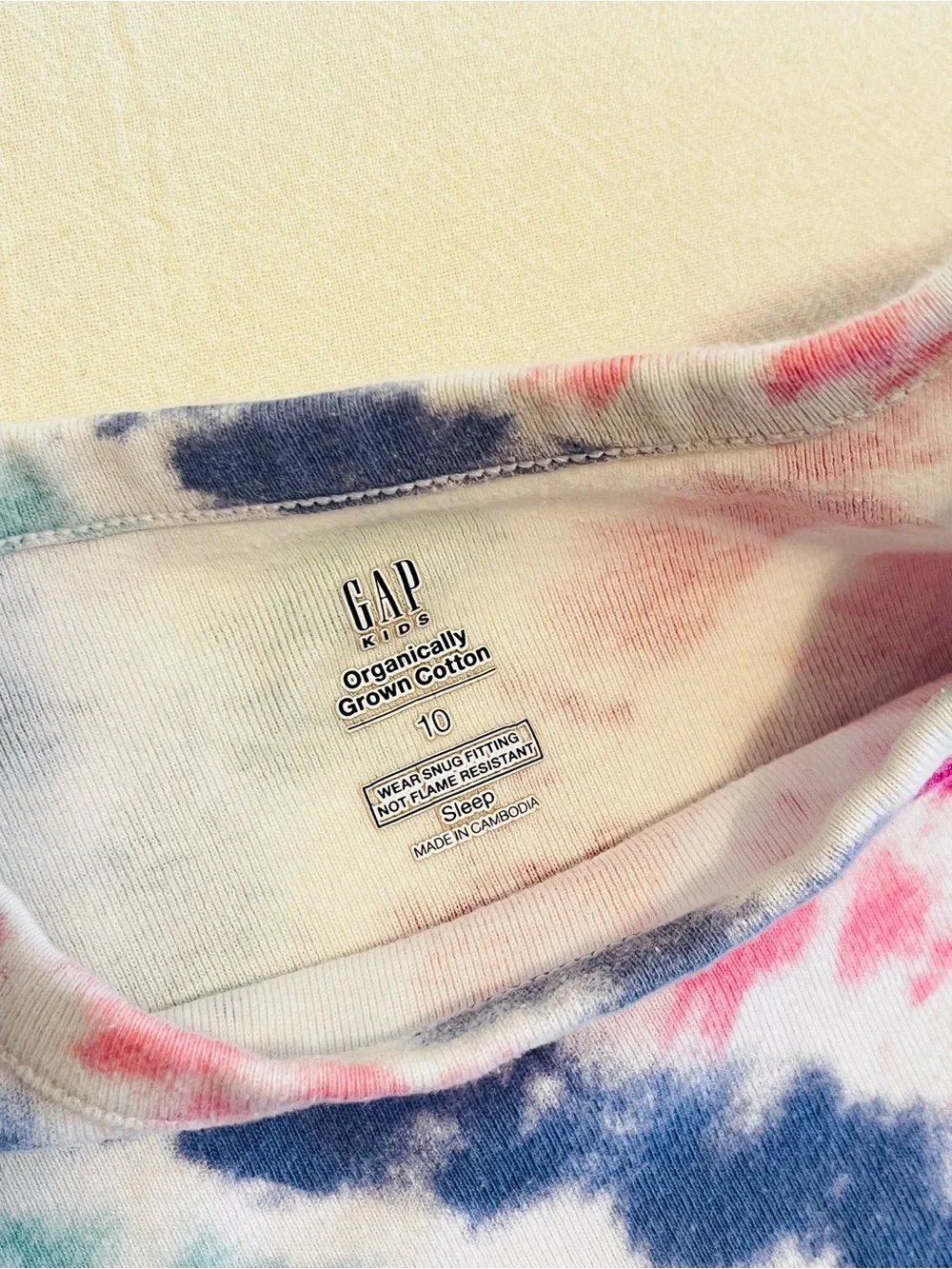 Gap Kids Girls 10 Organic Cotton Pastel Tie Dye Summer Pajama Set Pink Blue